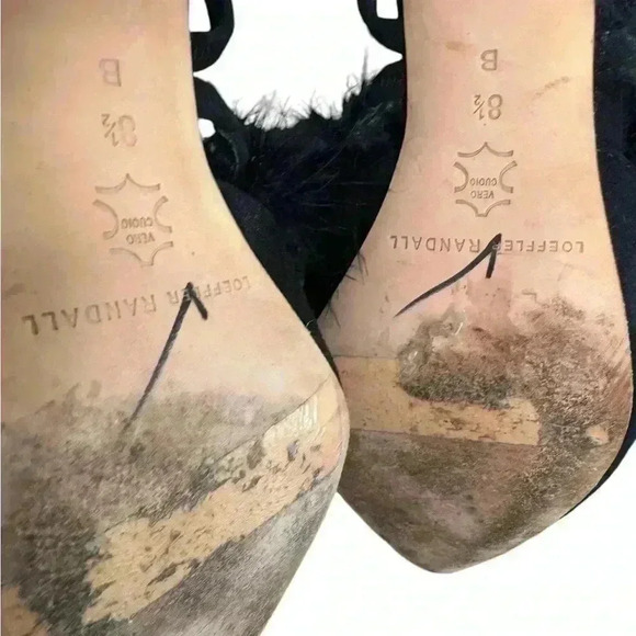 Loeffer Randall JCrew Juno kitten heel mules with feathers in black - Picture 9 of 9